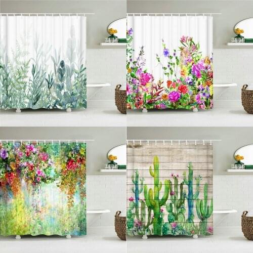 3d Flowers Pattern Shower Curtains Bathroom Curtain 180*180cm Waterproof With 12 Hooks Home Decor Washable Fabric Bath Screen
