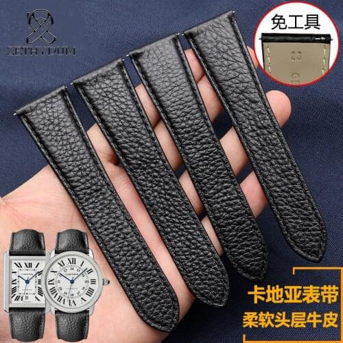 Handmade Lizard pattern leather bracelet for Tank London solo Mens and womens Flat interface leather watch belt 17.5 20 23mm