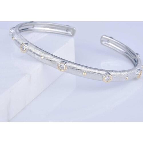 Delicate Thin Bracelet Hand Drawing Design Fashion Two Color Open Jewelry For Women Wedding Cocktail Party Anniversary Gift