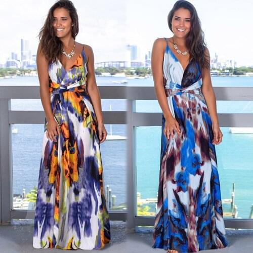 Summer Long Dress Floral Print Boho Beach Dress Tunic Maxi Dresses Women Evening Party Dress Sundress Vestidos de festa