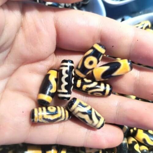 1pcs/lot Natural Two-eyed Heaven and Earth Tiger Eye Black Yellow Agate Dzi Beads accessories folk-custom unique diy necklace