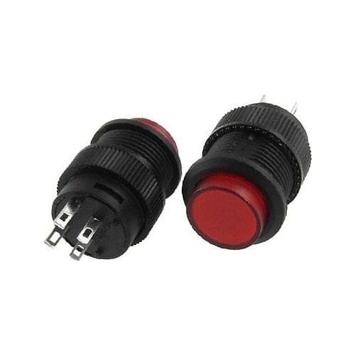 3V Red Light Illuminated 4 Pin OFF-(ON) NO Latching Push Button Switch Lock