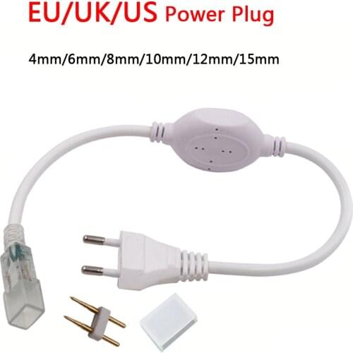 110V 220V Power Supply Adapter 6mm/8mm/10mm/12mm/15mm Waterproof EU/US/UK Power Plug Cable for 5050 2835 5630 LED Strips String