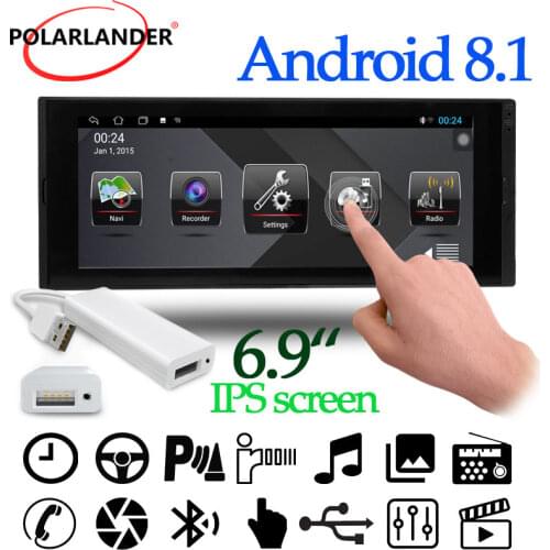 Car Radio with Screen 1 DIN 6.9 Inch GPS Touch Screen Carplay WiFi Bluetooth IPS MP5 Player Multimedia Usb Android 8.1 RAM 1+16G
