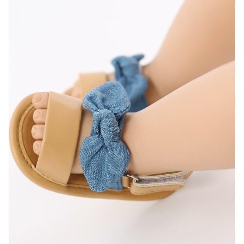 Summer Newborn Baby Kids Girl Summer Casual Cute Bowknot Shoes Anti-Slip Soft Sole Sandals Toddler Solid Color Princess Shoes