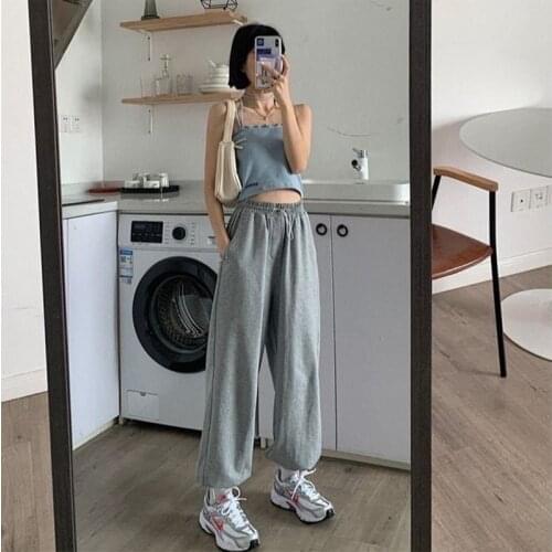Womens pants autumn traf Korean style loose high waist waist nine points harajuku Womens pants sports leisure pants for women