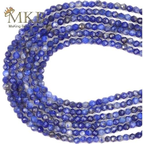 Natural Stone Faceted Lapis Lazuli Beads For Jewelry Making 2 3 4mm Small Loose Beads Diy Bracelet Necklace Accessories 15