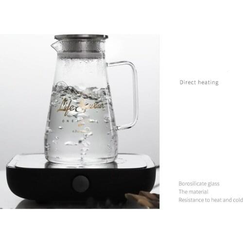 Borosilicate Glass Pitcher Water Kettle Heat Resistance Juice Container With Stainless Steel Lid Filter BPA Free 1.5L 1.8L 2L