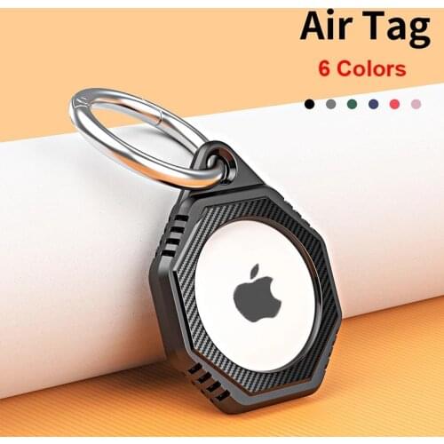 For Apple Airtag Case Hard Carbon Fiber Texture Anti-lost Keychain Cover For Apple Airtags Matte Slim TPU Loop Protective Sleeve