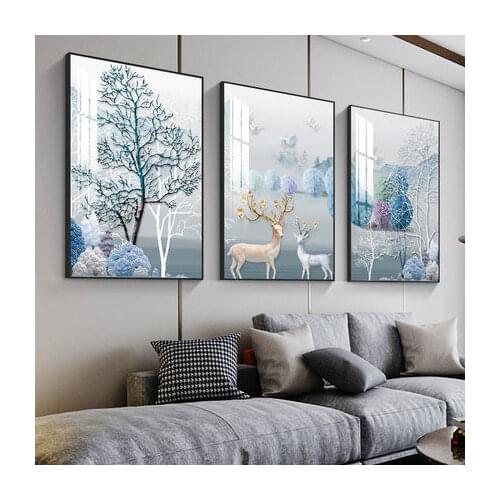 E-BC Unframed Hall decoration painting triptych sofa background wall hanging painting