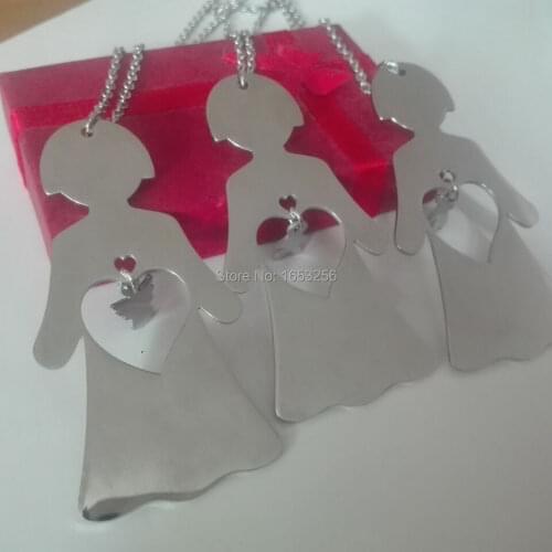 Daily Deals Large 3'' Stainless Steel Pendant Necklace Chain Women With Cute Heart Charms Family Jewelry For Mother Day Gifts