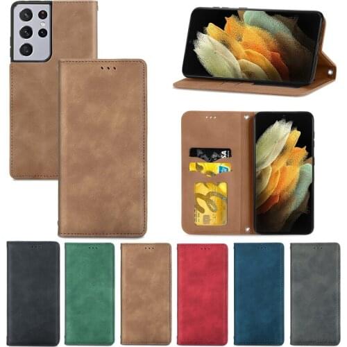 Leather Magnet Retro Case For Samsung Galaxy S8 S9 S10 Plus Edge Flip Wallet Card Slot Cover For Samsung S20 Ultra S21 Fe S30