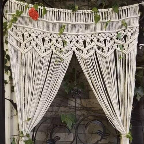 Macrame Wall Hanging Curtains for Farmhouse Wedding Cafe Hand Woven Cotton Tapestry Bohemian Gazebo Wedding Backdrop Drapes