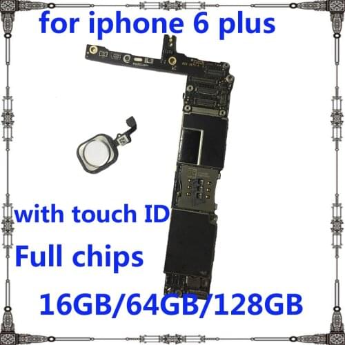 IOS system 16GB 64GB 128GB Motherboard for iphone 6 plus 6p Original Unlocked with / without touch ID for iphone 6plus Mainboard