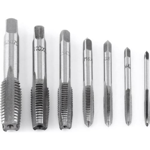 7Pcs/Lot Metric Thread Steel Tap Tapping Thread Tap Tool M3, M4, M5, M6, M8, M10, M12 Screw Taps Tool Set