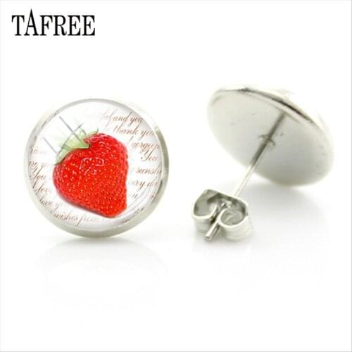 TAFREE Cute Fruit Stud Earrings Strawberry Pineapple Tomato Orange Fruits Vegetables Earrings Gift VF07