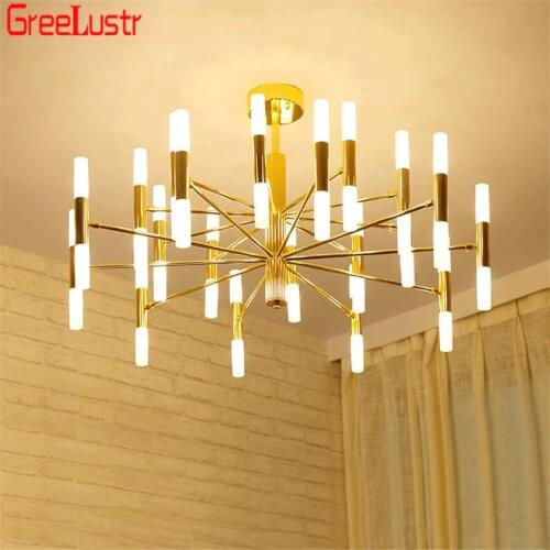 Minimalist Gold led Chandeliers lamp Hotel Hall Chandelier Ceiling Lamp Lustres Para Sala Lampadario Candelabro LED Luminarias
