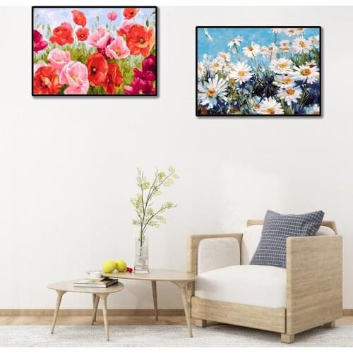 Colorful Flower DIY Oil Painting By Numbers Kit Frameless Cotton Linen DIY Craft Wall Living Room Office Decoration