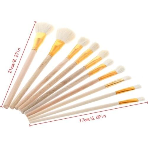 10Pcs Brushes Set for Art Painting Oil Acrylic Watercolor Drawing Craft DIY Kid