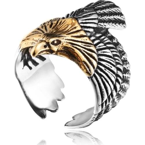 Stainless steel Japan cool eagle ring fashion unique adjustable ring jewelry