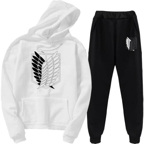 Autumn and winter attack giant sports suit 2-piece set Attack on Titan hoodie clothes street jacket