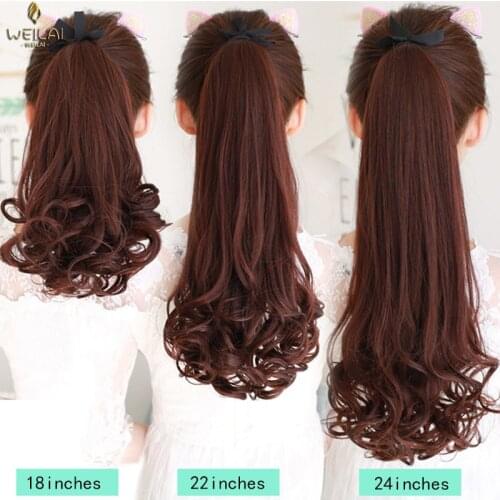 WEILAI 24 "Ultra Long curly Clip Tail Wig Ponytail Wig and Synthetic Hair Clip Ponytail Extended 3 Colors Optional Headwear