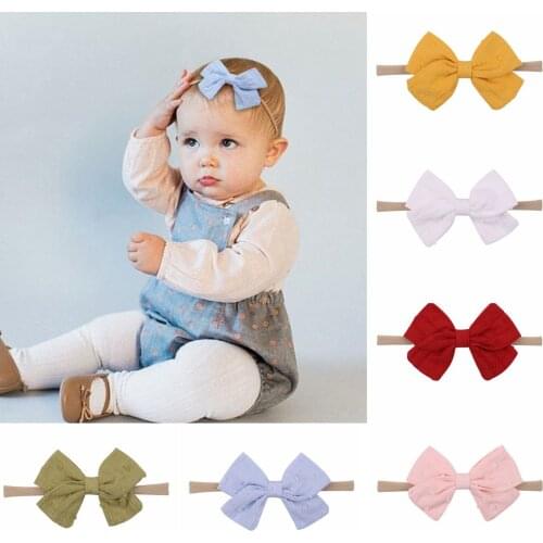 Candy Colors Baby Headband Bows Headbands For Girls Cotton Head Bands Thin Nylon Hairband Newborn Kids Toddler Hair Accessories