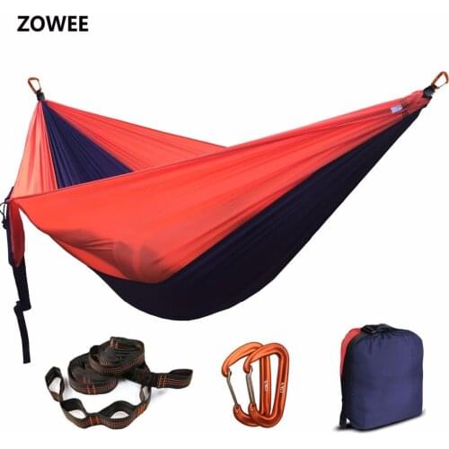 Assorted Color Parachute Nylon Hammock,Outdoor Camping Hammocks Double Person Portable Swing Hammock