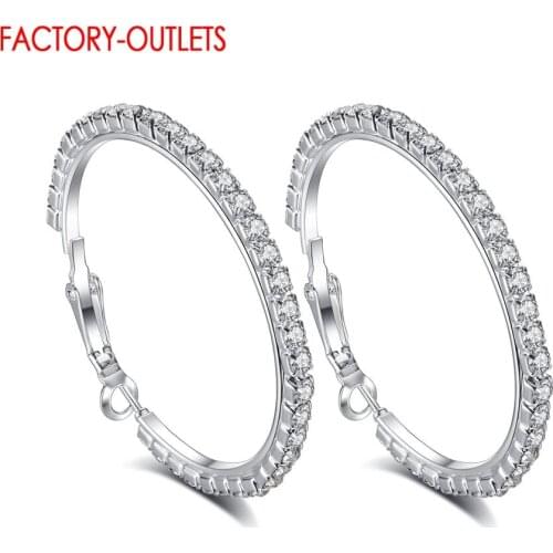 30-90MM Mixed Austrian Crystal Stone 925 Sterling Silver Earrings Hoop Earrings For Women Fashion Jewelry