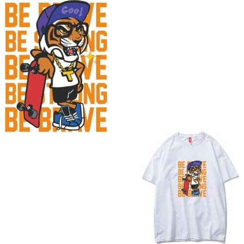 Cute Animal Tiger Patch for Clothing Sticker Hip Hop Heat Transfer Clothes Patches Vinyl Stripes Rock DIY T-shirt Thermal Press