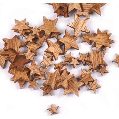 Mixed 100Pcs stars Wood Crafts DIY Scrapbooking Arts Wedding Handicraft Accessories Wood Decoration Party Decor 10-20mm m2218