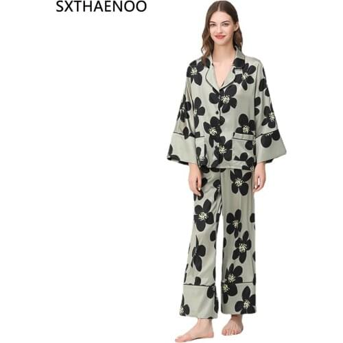 SXTHAENOO Women's Long Sleeve Pajamas