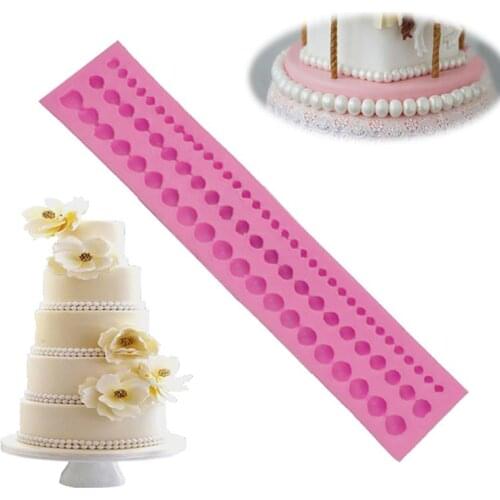 High quality Liquid Silicone Cake Mold Long Pearl String Beads Shape Fondant Cutter Silicone Molds For Cake Decorating