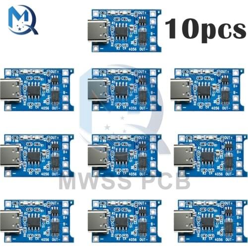 10PCS 5V 1A Micro USB 18650 Lithium Battery Charging Board Charger Module+Protection Dual Functions TP4056