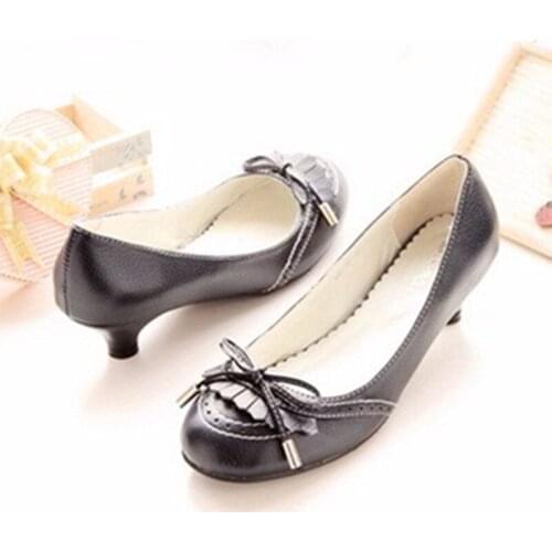 Ladies Plus Size(4-15) Hot Selling Knot Glitter Tassel Real Round Closed Toe Genuine Leather Women Pumps Thin Hight Heels Shoes