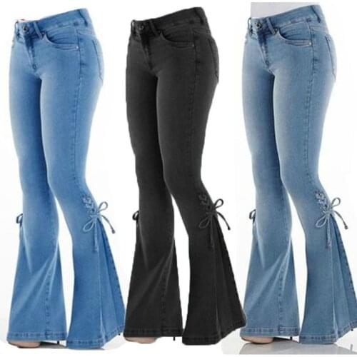 Womens Oversized Denim Pants Flared Jeans Plus Size Elegant Ladies Jeans 2021 Summer Female PantsTrousers XS-4XL