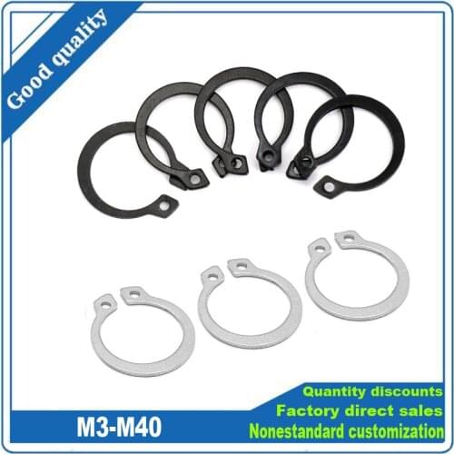 10/25/50Pc M3 to M40 GB894 Black 65mn Manganese 304 Stainless Steel C Type External Circlip Retaining Clip Ring Washer for Shaft