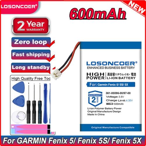 600mAh Battery For GARMIN Fenix 5/ Fenix 5S/ 5X GPS Multi sport Training Watch 361-00097-00 361-00096-00 361-00098-00