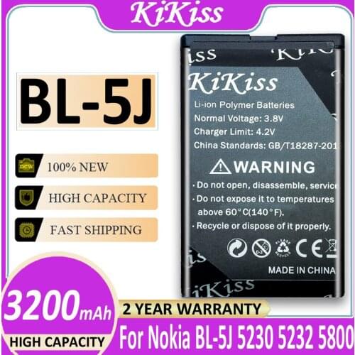 3200mAh Phone Battery BL-5J For Nokia 5230 5233 5800 3020 XpressMusic N900 C3 Lumia 520 525 530 5900 Battery BL5J BL 5J+Track NO