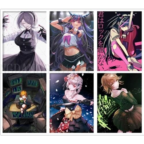 5D DIY Diamond Painting Anime Cartoon Danganronpa Fujisaki Chihiro Mioda Ibuki Diamond Embroidery Mosaic Cross Stitch Home Decor
