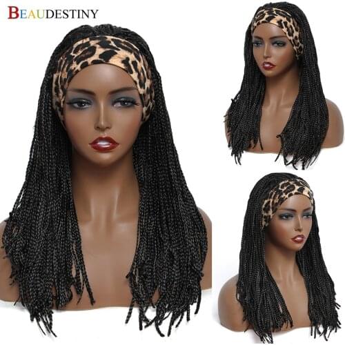 Beaudestiny Headband Wig Synthetic Braiding Hair Braided Wigs For Women Long Black Headband Wigs Cheap Wigs With Free Shipping