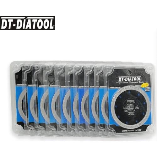 DT-DIATOOL 10pcs/set Dia 4.5"/115mm Dry or Wet Diamond Cutting Disc X Mesh Turbo Rim Segment Saw Blades for Ceramic Tile Marble