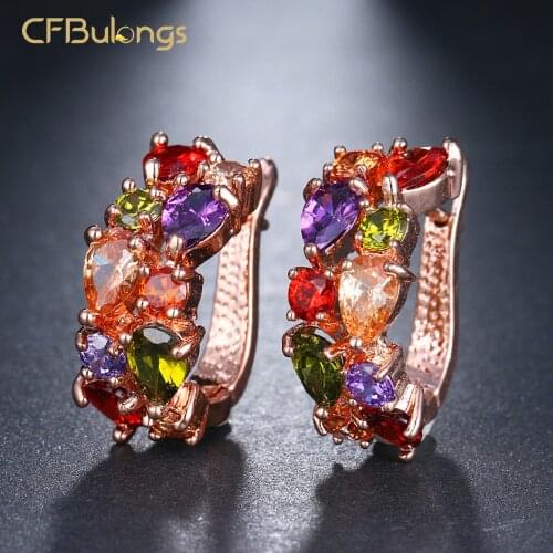 CFBulongs Fashion Luxury Mona Lisa Women Earrings Crystal Zircon Wedding Jewelry Accessories Party Gifts