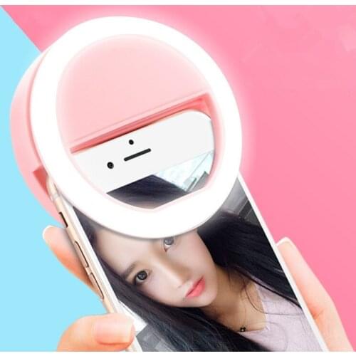 CX17 Mobile Phone Light Clip Selfie LED Auto Flash for Cell Phone Selfie Flashlight Makeup Mirror Smartphone Round Portable