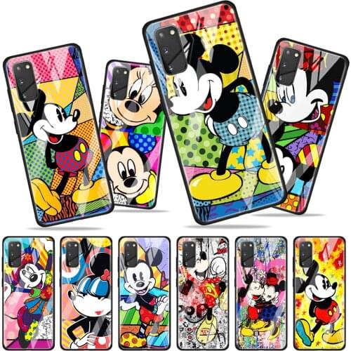 Color Disney Mickey for Samsung Galaxy S20 FE Ultra Note 20 S10 Lite S9 S8 Plus Luxury Tempered Glass Phone Case Cover