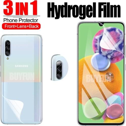 3-in-1 Hydrogel Film For Samsung Galaxy A90 5G Screen Protector Camera Protective Glass For samsung a90 a80 a70 Protector film