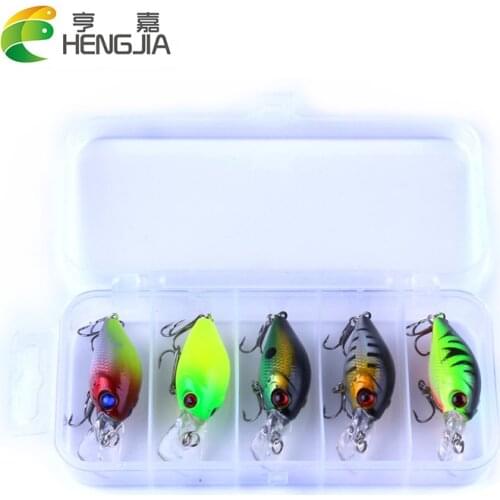 HENGJIA 5pcs/box Fishing Lures Mini Crankbait Swimbait Fishing Wobblers 4.2g Floating Bait