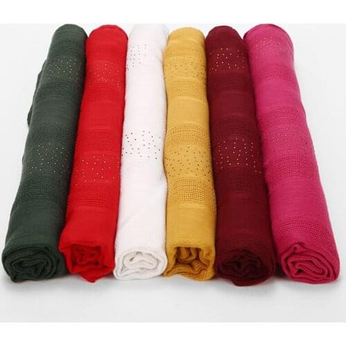 Hign Quality 10pc/lot Wholesale Women't Plain Diamond Scarf Hijab Solid Viscose Cotton Scarves Drilling Plaid Muffler Headscarf