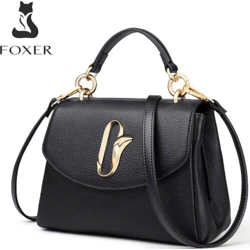 FOXER Classic Lady Leather Shoulder Bag Diamond Lattice Womens Crossbody Bags Fashion Small Handbag Female Soft Commute Purse