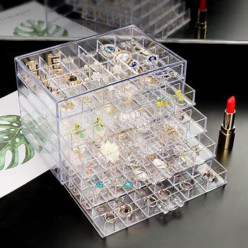 Large Capacity Jewelry Storage Box, Earrings, Necklaces, Ring Boxes, Jewelry Transparent Storage Display Stand Organizer